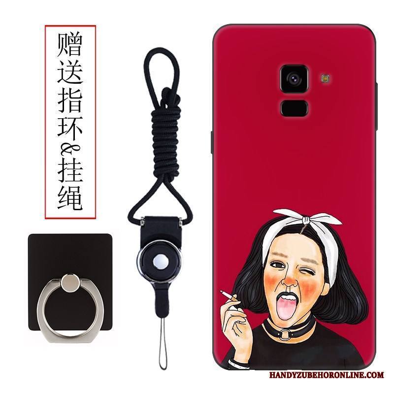 Samsung Galaxy A8 2018 Kuori Musta Silikoni Tähti Monivärinen Pesty Suede Puhelimen Kuoret