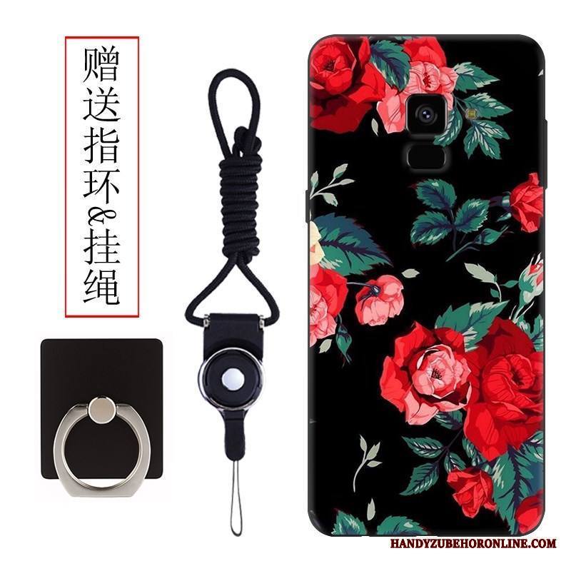 Samsung Galaxy A8 2018 Kuori Musta Silikoni Tähti Monivärinen Pesty Suede Puhelimen Kuoret
