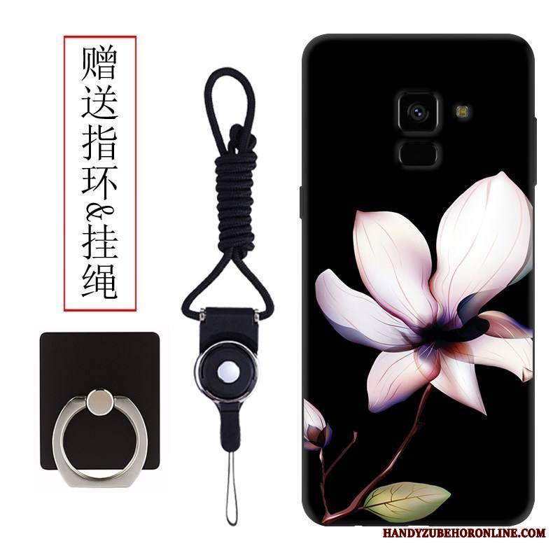 Samsung Galaxy A8 2018 Kuori Musta Silikoni Tähti Monivärinen Pesty Suede Puhelimen Kuoret