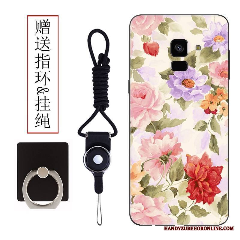 Samsung Galaxy A8 2018 Kuori Musta Silikoni Tähti Monivärinen Pesty Suede Puhelimen Kuoret