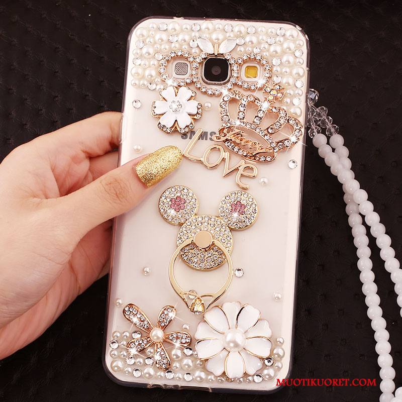 Samsung Galaxy J5 2015 Kuori Puhelimen Kuoret Pinkki Ripustettavat Koristeet Kulta All Inclusive Murtumaton Suojaus