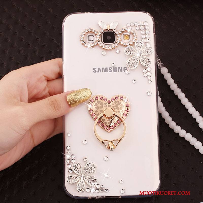 Samsung Galaxy J5 2015 Kuori Puhelimen Kuoret Pinkki Ripustettavat Koristeet Kulta All Inclusive Murtumaton Suojaus