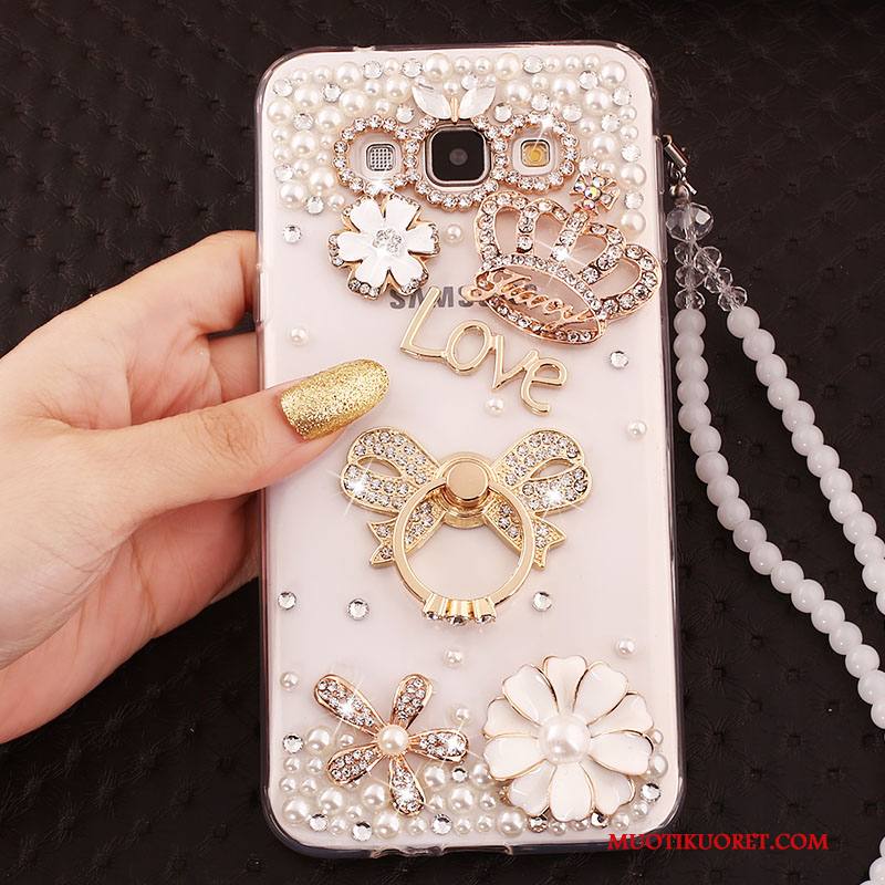 Samsung Galaxy J5 2015 Kuori Puhelimen Kuoret Pinkki Ripustettavat Koristeet Kulta All Inclusive Murtumaton Suojaus