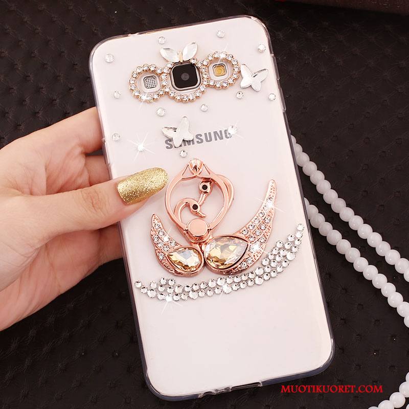 Samsung Galaxy J5 2015 Kuori Puhelimen Kuoret Pinkki Ripustettavat Koristeet Kulta All Inclusive Murtumaton Suojaus