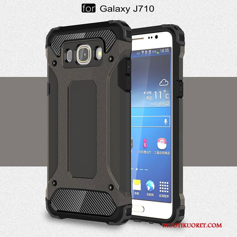 Samsung Galaxy J7 2016 Kuori Suojaus Silikoni Kotelo Trendi Musta Pehmeä Neste All Inclusive