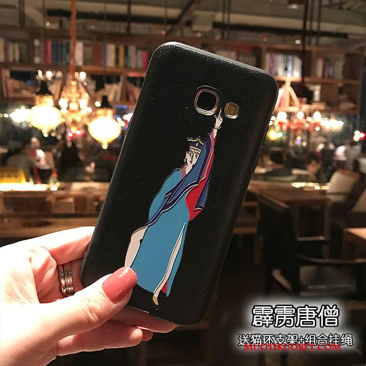 Samsung Galaxy J7 2017 Kohokuviointi Puhelimen Kuoret Kuori Pesty Suede Silikoni Musta Tuki