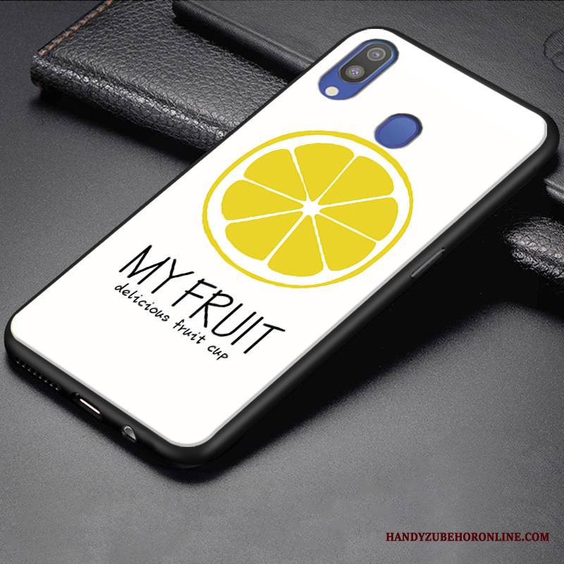 Samsung Galaxy M20 Kuori Murtumaton Pieni Keltainen Trendi Ihana Pesty Suede Puhelimen Kuoret