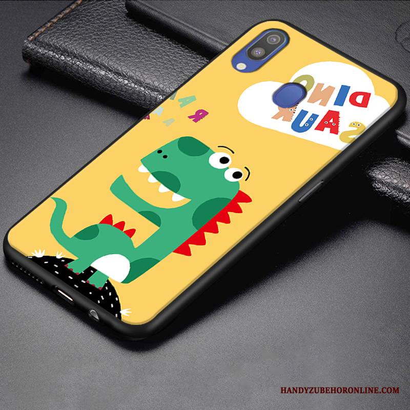 Samsung Galaxy M20 Kuori Murtumaton Pieni Keltainen Trendi Ihana Pesty Suede Puhelimen Kuoret