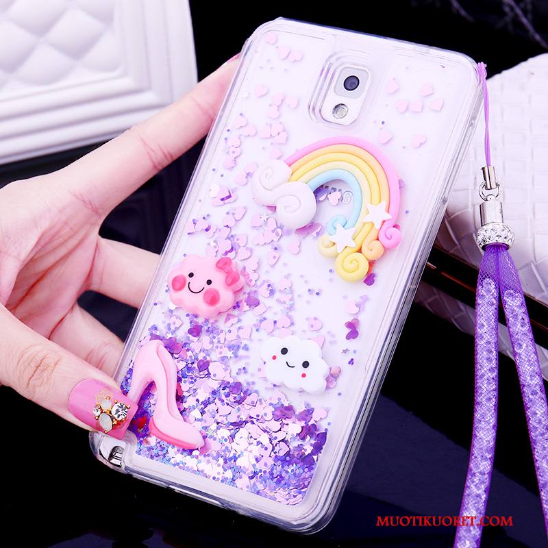 Samsung Galaxy Note 3 Kuori Violetti Puhelimen Kuoret Kotelo Juoksuhiekka Suojaus Silikoni Ihana