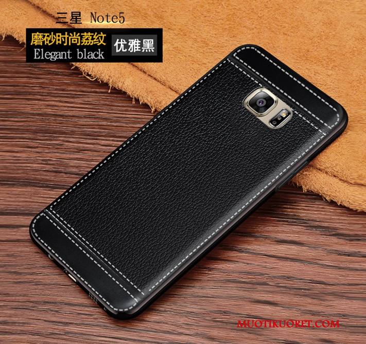 Samsung Galaxy Note 5 Kuori Puhelimen Murtumaton Musta Suojaus Pesty Suede Tähti Pehmeä Neste