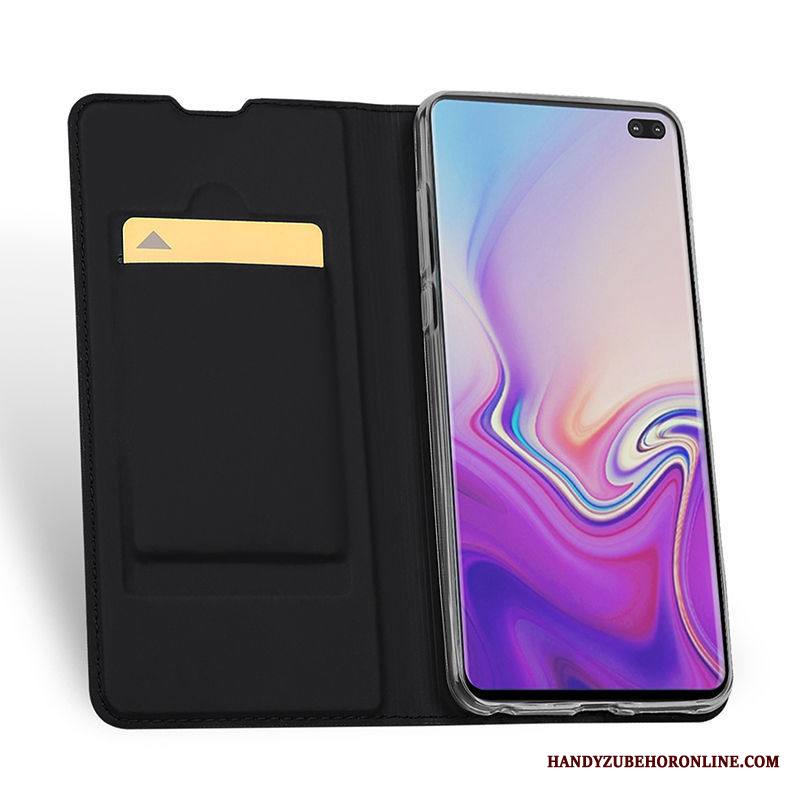 Samsung Galaxy S10 Puhelimen Kuoret Tähti Suojaus Aito Nahka Kotelo Kuori Musta
