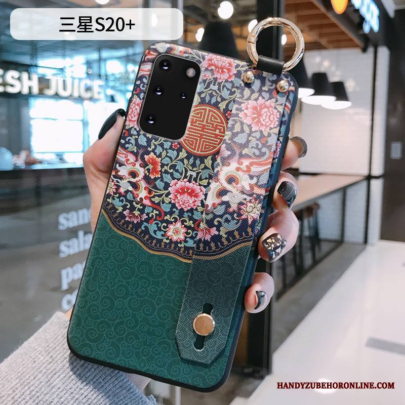 Samsung Galaxy S20+ Kuori Suojaus Kiinalainen Tyyli Tuki Punainen Silikoni Kukkakuvio Kotelo