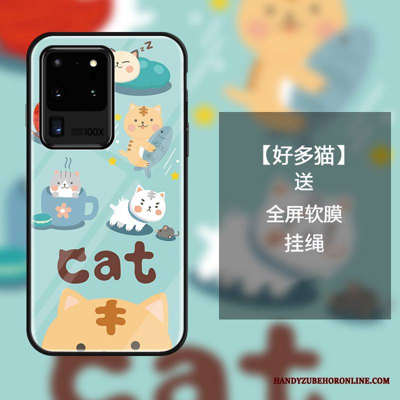 Samsung Galaxy S20 Ultra Kuori Lasi Murtumaton Tähti Kissa Puhelimen Kuoret Suojaus Sarjakuva