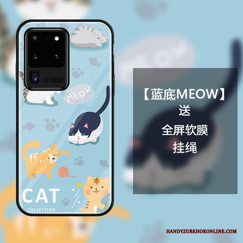 Samsung Galaxy S20 Ultra Kuori Lasi Murtumaton Tähti Kissa Puhelimen Kuoret Suojaus Sarjakuva