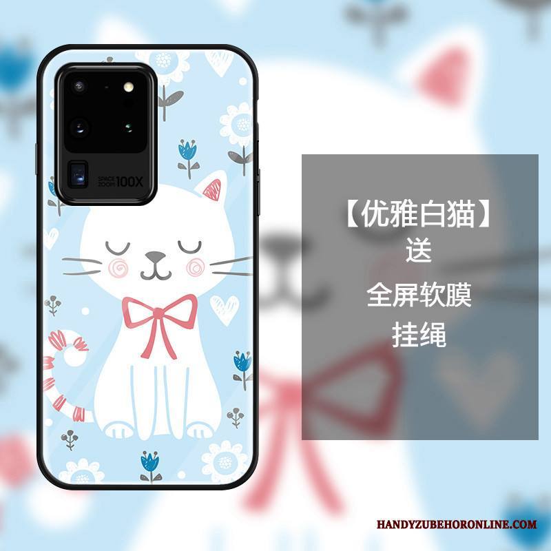 Samsung Galaxy S20 Ultra Kuori Lasi Murtumaton Tähti Kissa Puhelimen Kuoret Suojaus Sarjakuva