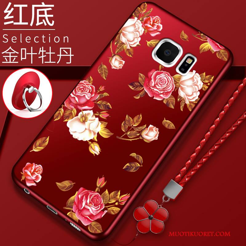 Samsung Galaxy S6 Edge + Kuori Murtumaton Suojaus Kotelo Pesty Suede Musta Puhelimen Kuoret Tähti