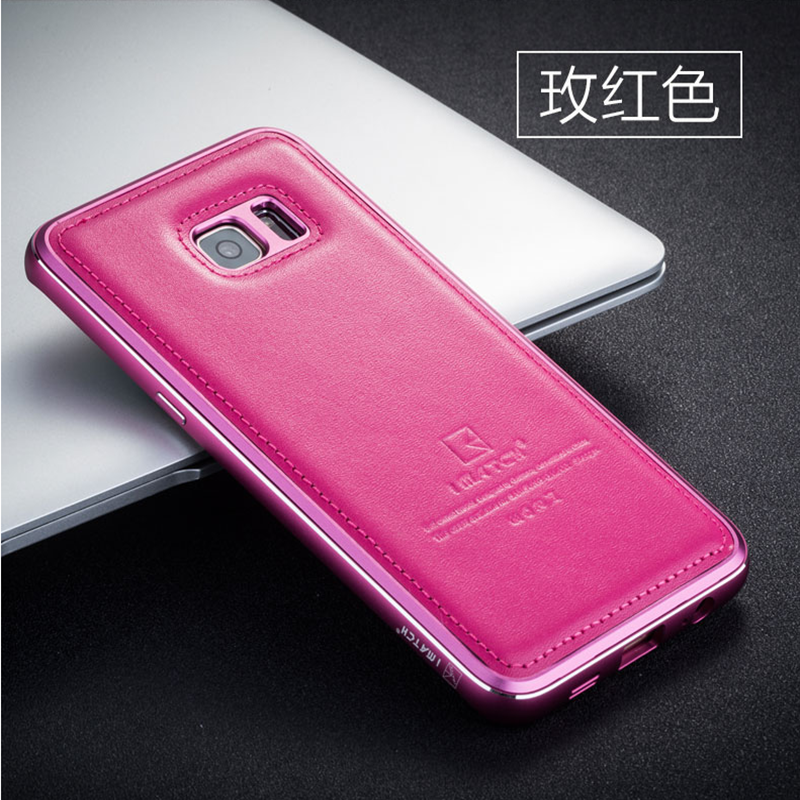 Samsung Galaxy S6 Edge + Metalli Kotelo Kuori Musta Puhelimen Kuoret Aito Nahka Suojaus