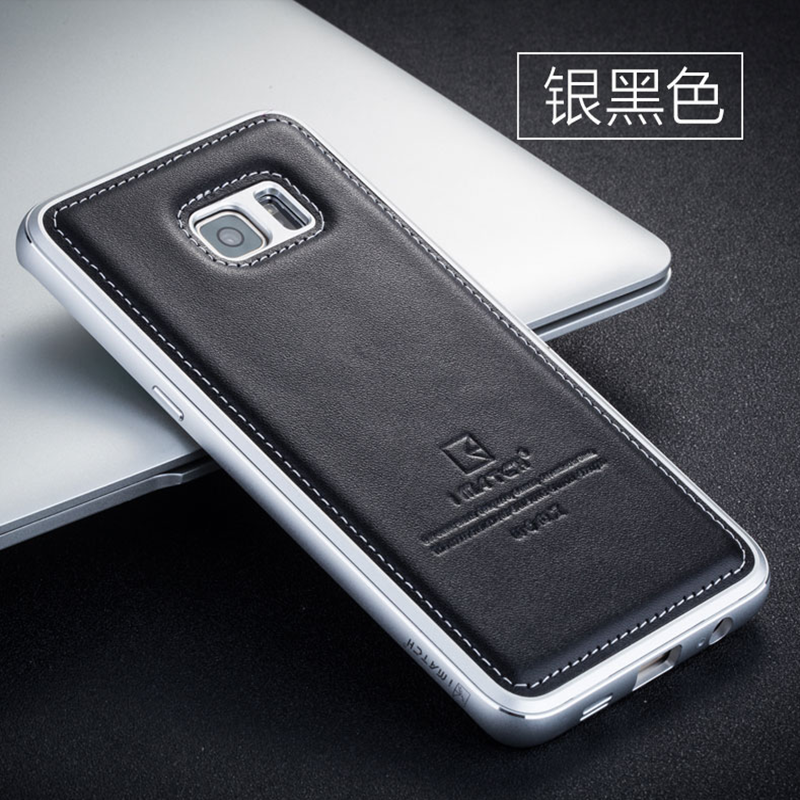 Samsung Galaxy S6 Edge + Metalli Kotelo Kuori Musta Puhelimen Kuoret Aito Nahka Suojaus