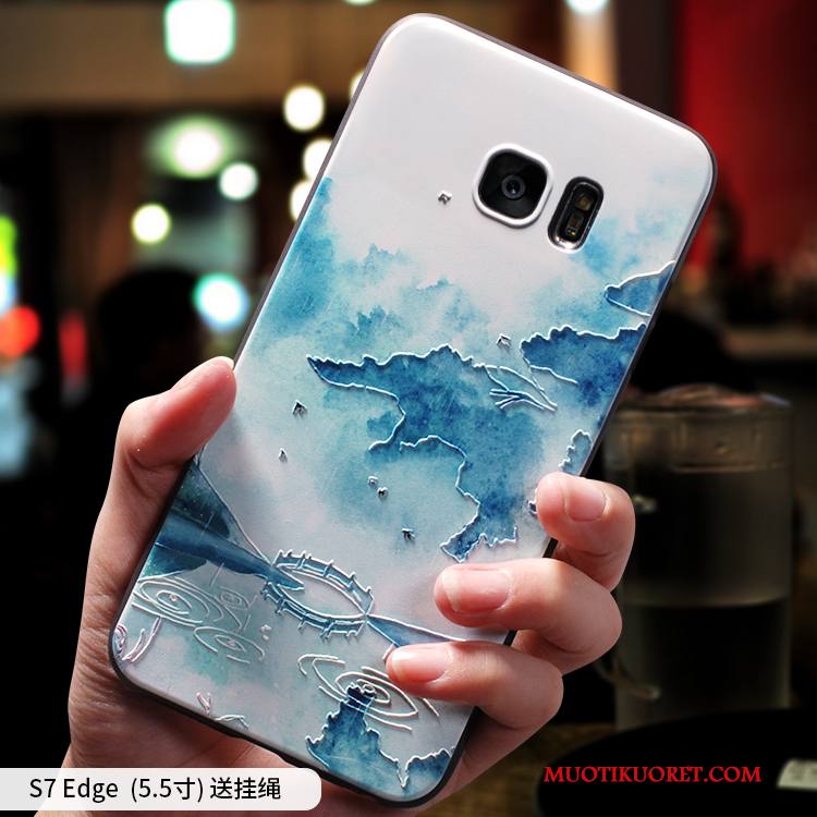 Samsung Galaxy S7 Edge Kuori Murtumaton Luova All Inclusive Tähti Kiinalainen Tyyli Persoonallisuus Vaaleansininen