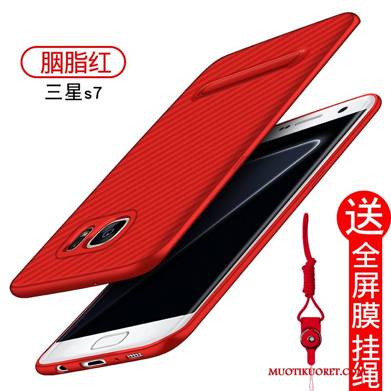 Samsung Galaxy S7 Kuori Puhelimen Kuoret Suojaus All Inclusive Sininen Kotelo Silikoni Pesty Suede
