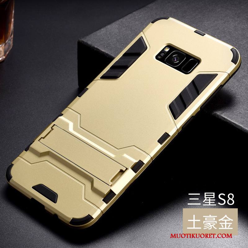 Samsung Galaxy S8 Kuori Suojaus Läpinäkyvä Lasi Kehys Trendi Metalli Harmaa