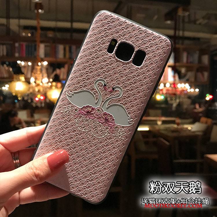 Samsung Galaxy S8+ Musta Puhelimen Kuoret Kuori Pehmeä Neste Kohokuviointi Pesty Suede Tuki