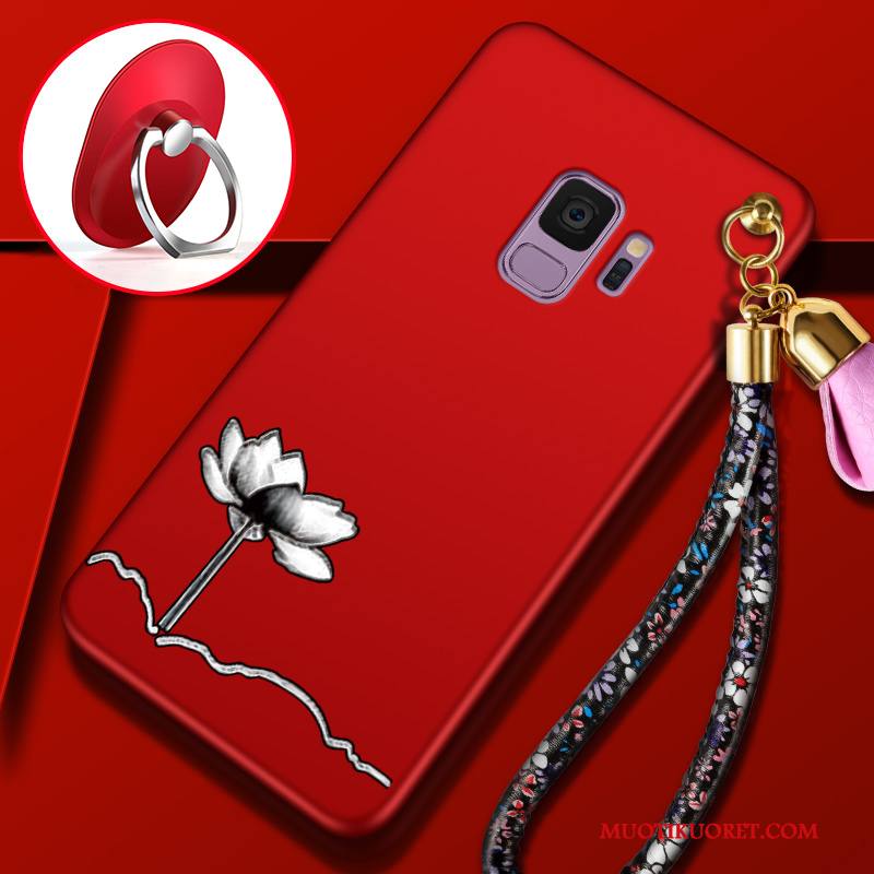 Samsung Galaxy S9 Kuori Suojaus Pesty Suede Murtumaton Punainen Tähti Kotelo Pehmeä Neste