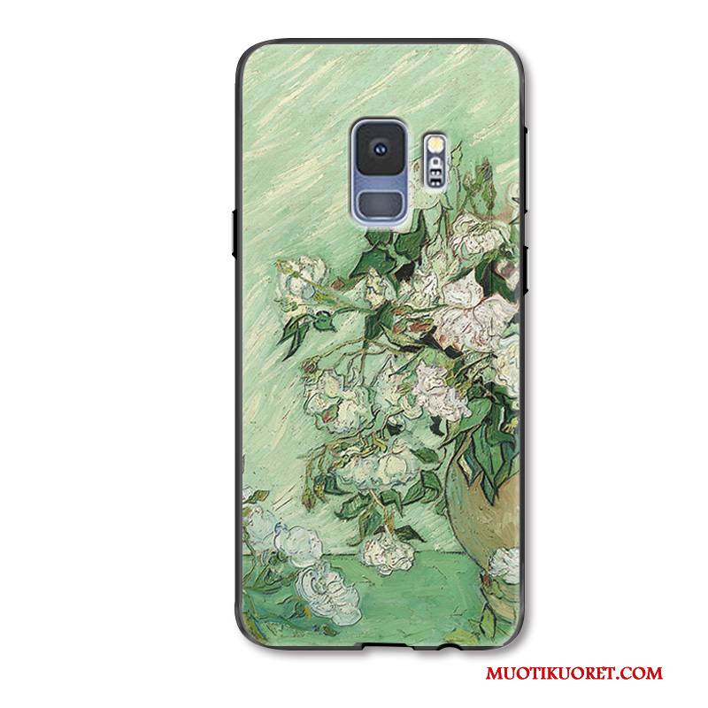 Samsung Galaxy S9 Kuori Tila Silikoni Puhelimen Kuoret Vihreä Kukka Pinkki Ripustettavat Koristeet