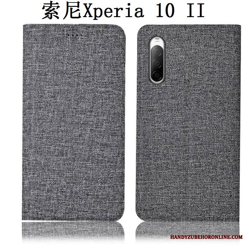 Sony Xperia 10 Ii Kuori Kuoret Pellava Nahkakotelo All Inclusive Puhelimen Kuoret Murtumaton Suojaus