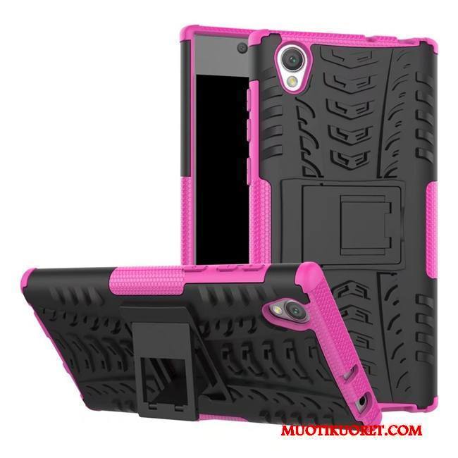 Sony Xperia L1 Kuori Murtumaton Kotelo Puhelimen Suojaus Punainen Tuki Pesty Suede