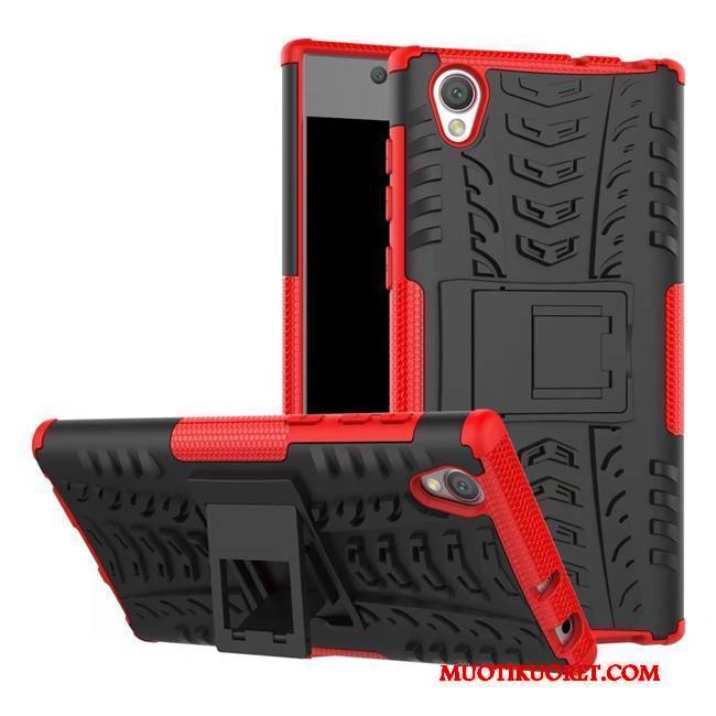 Sony Xperia L1 Kuori Murtumaton Kotelo Puhelimen Suojaus Punainen Tuki Pesty Suede