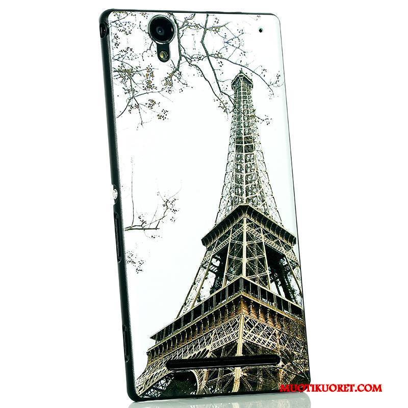 Sony Xperia T2 Kuori Pesty Suede Uusi Musta Sarjakuva Vihreä Kotelo Suojaus