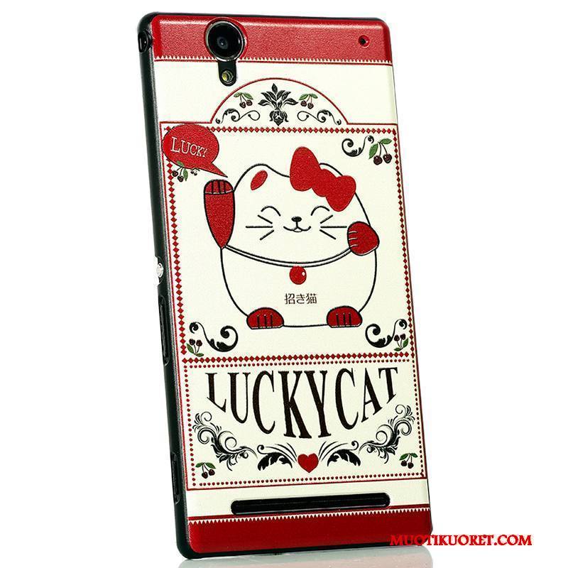 Sony Xperia T2 Kuori Pesty Suede Uusi Musta Sarjakuva Vihreä Kotelo Suojaus