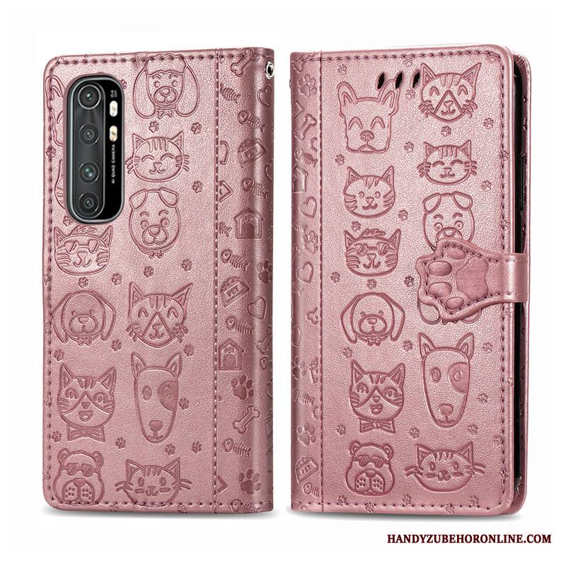 Xiaomi Mi Note 10 Lite Kuori Kotelo Nahka Kissa Kohokuviointi Puhelimen Kuoret Ihana Ripustettavat Koristeet