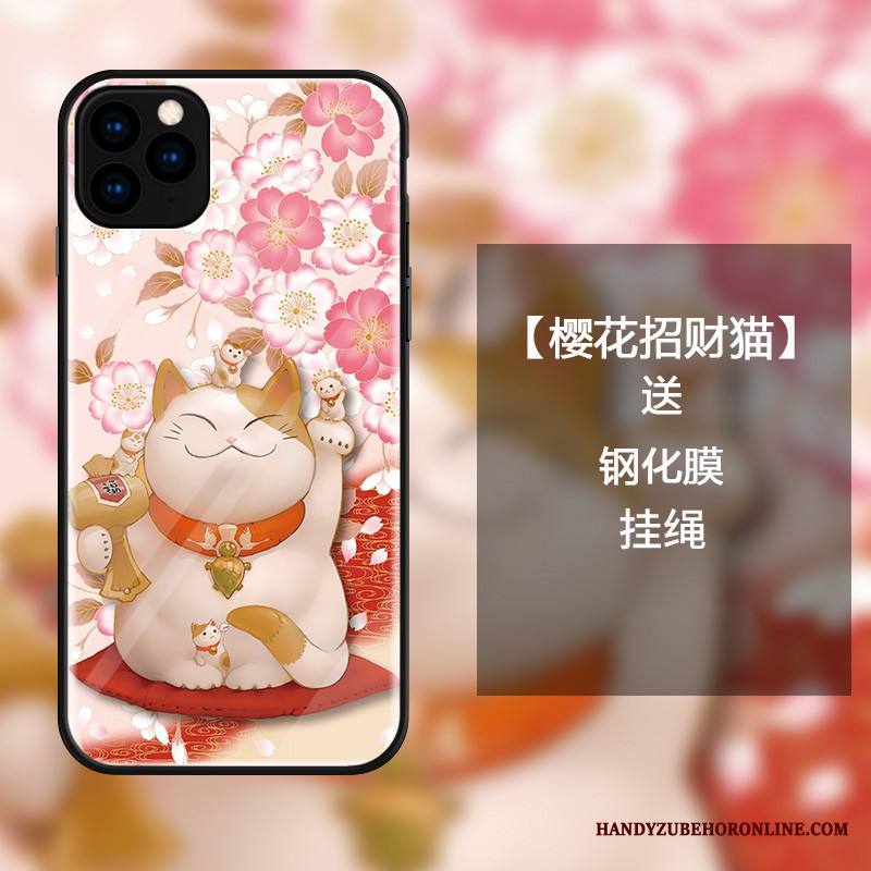 iPhone 11 Pro Kuori Ihana Kissa Sarjakuva Rikkaus Lasi Suojaus Punainen