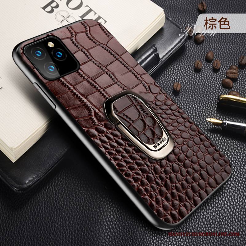 iPhone 11 Pro Kuori Rengas Ohut Krokotiili All Inclusive Liiketoiminta Tuki Nahka