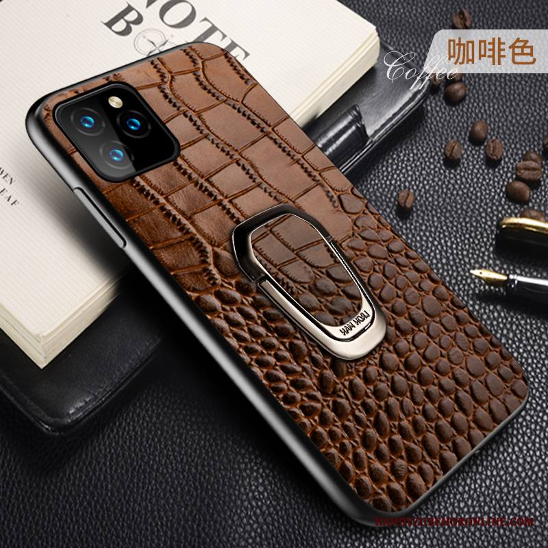 iPhone 11 Pro Kuori Rengas Ohut Krokotiili All Inclusive Liiketoiminta Tuki Nahka