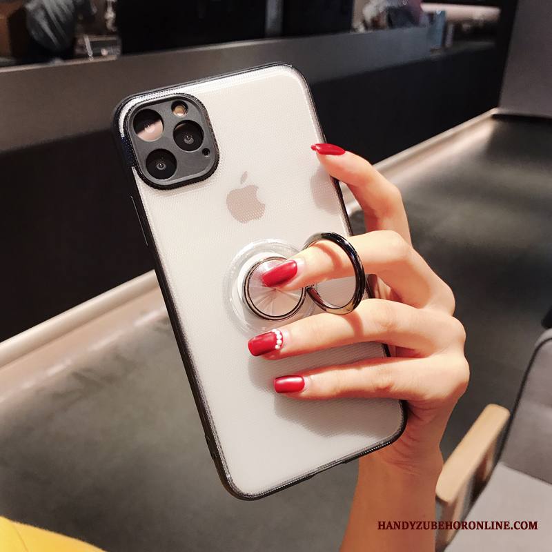 iPhone 11 Pro Max Kuori Murtumaton Niitti Pesty Suede Läpinäkyvä Tuki Auto Rengas