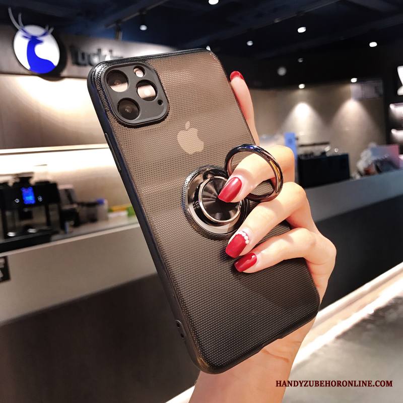 iPhone 11 Pro Max Kuori Murtumaton Niitti Pesty Suede Läpinäkyvä Tuki Auto Rengas