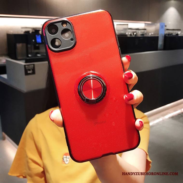 iPhone 11 Pro Max Kuori Murtumaton Niitti Pesty Suede Läpinäkyvä Tuki Auto Rengas