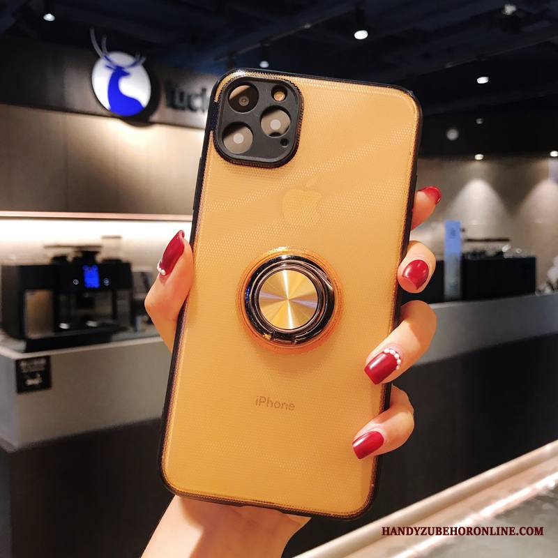 iPhone 11 Pro Max Kuori Murtumaton Niitti Pesty Suede Läpinäkyvä Tuki Auto Rengas