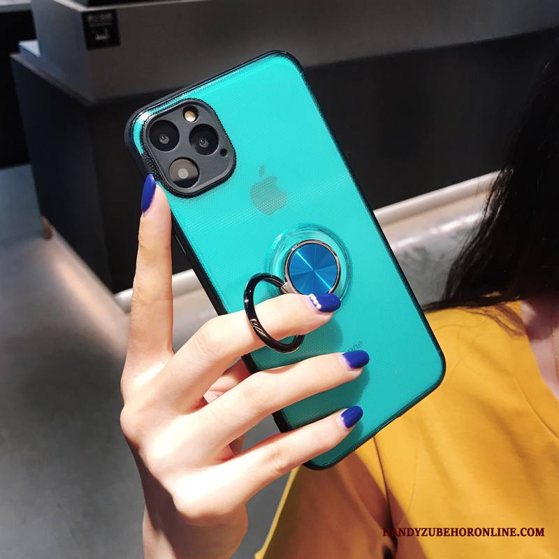 iPhone 11 Pro Max Kuori Murtumaton Niitti Pesty Suede Läpinäkyvä Tuki Auto Rengas