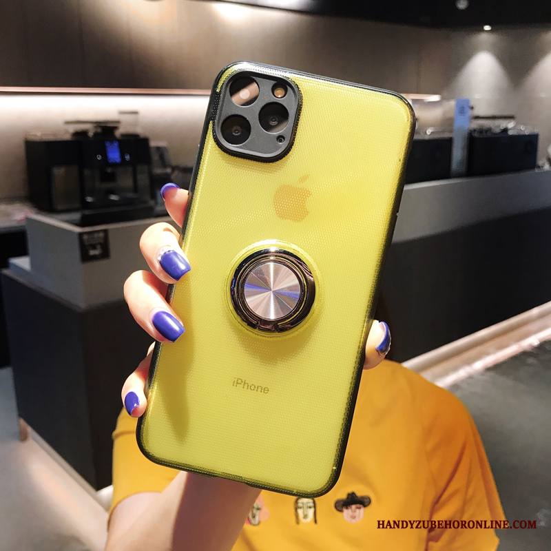 iPhone 11 Pro Max Kuori Murtumaton Niitti Pesty Suede Läpinäkyvä Tuki Auto Rengas