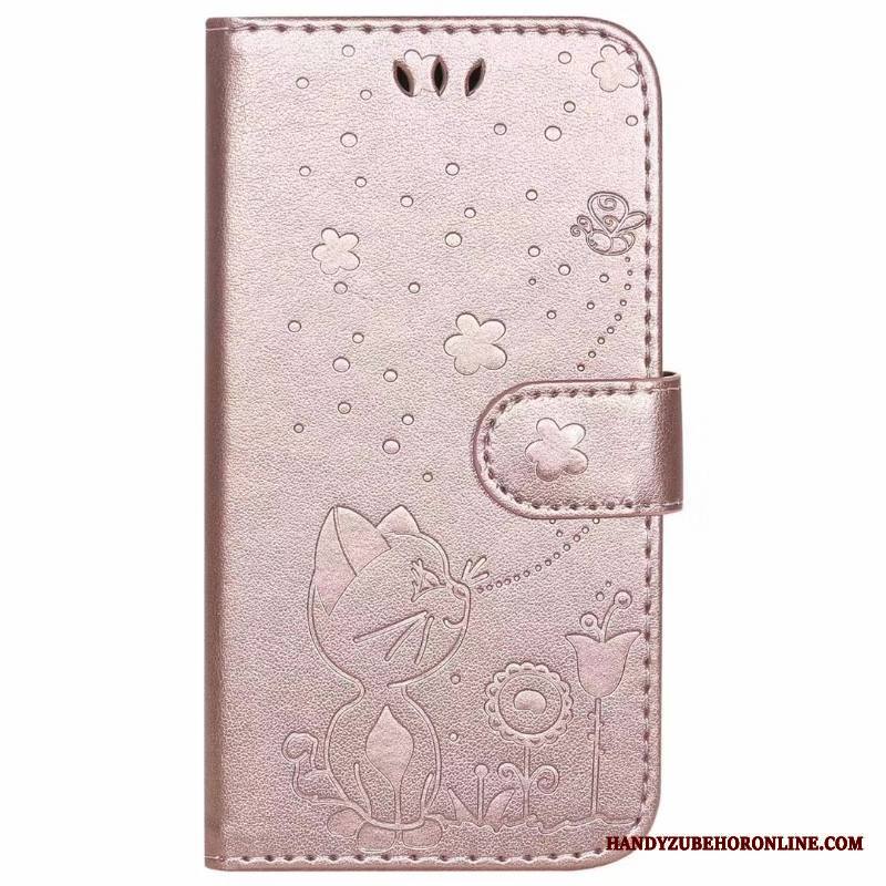 iPhone 12 Kuori Violetti Kuoret Kissa Nahkakotelo Puhelimen Kuoret