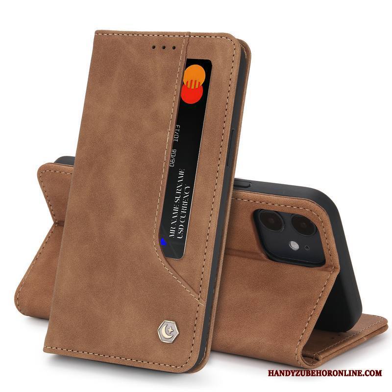 iPhone 12 Mini Kuori Uusi All Inclusive Nahkakotelo Magneettinen Silikoni Puhelimen Kuoret Khaki