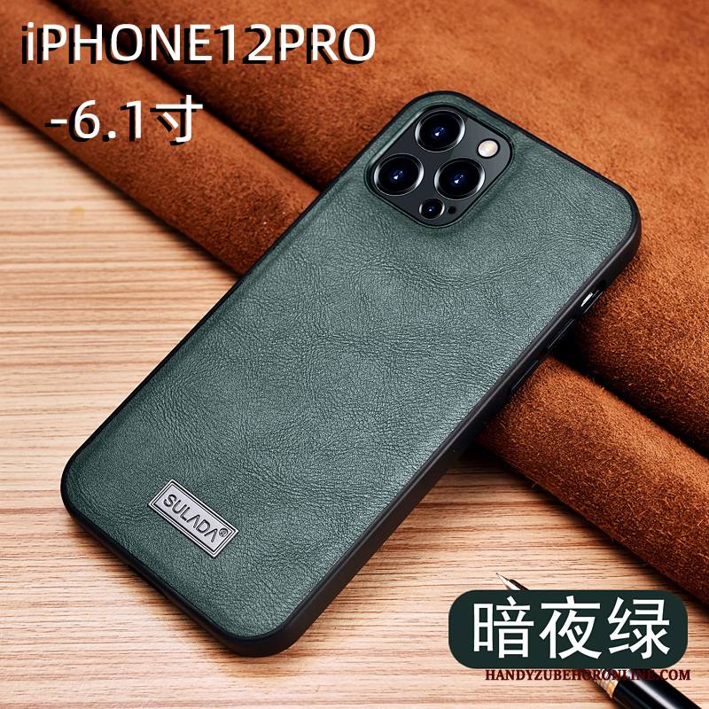 iPhone 12 Pro Nahkakotelo Malli Kuori Suojaus Herrasmies Vihreä Ylellisyys