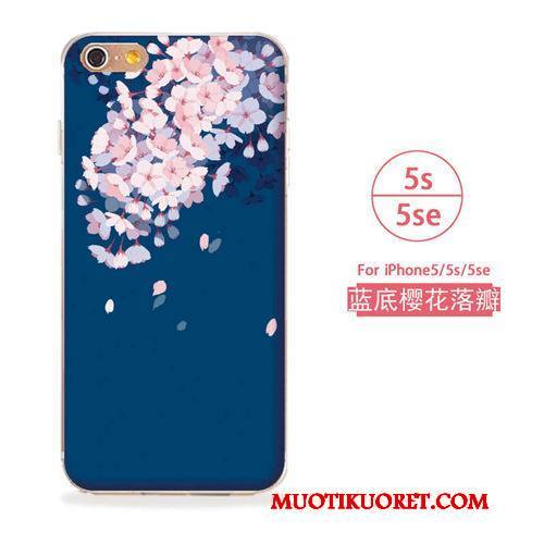 iPhone 5/5s Kuori All Inclusive Pehmeä Neste Puhelimen Kuoret Kotelo Silikoni Sininen Ripustettavat Koristeet