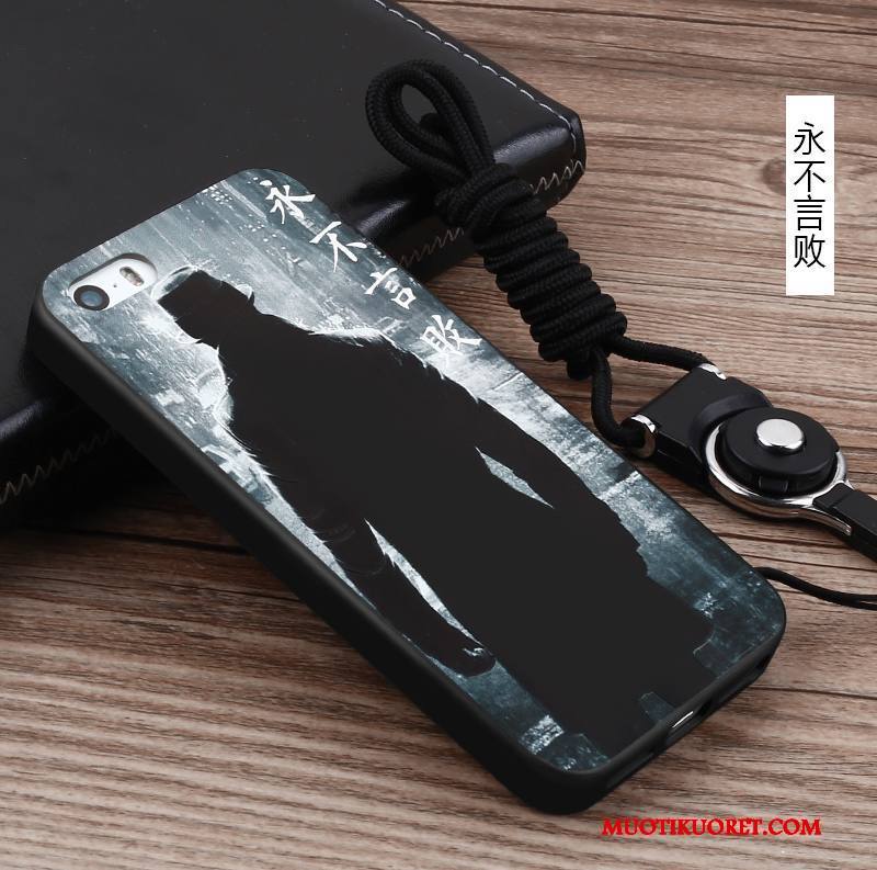 iPhone 5/5s Kuori Musta Silikoni Murtumaton Trendi Taide Suojaus Luova