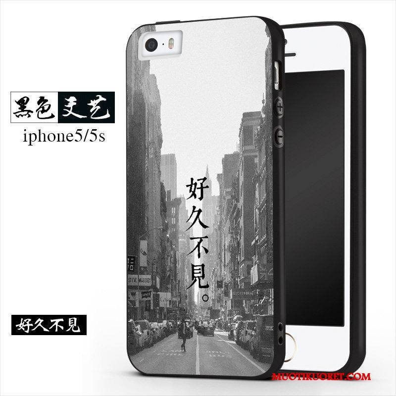 iPhone 5/5s Pesty Suede Pehmeä Neste Luova Trendi Kuori Musta Persoonallisuus