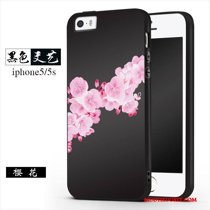 iPhone 5/5s Pesty Suede Pehmeä Neste Luova Trendi Kuori Musta Persoonallisuus